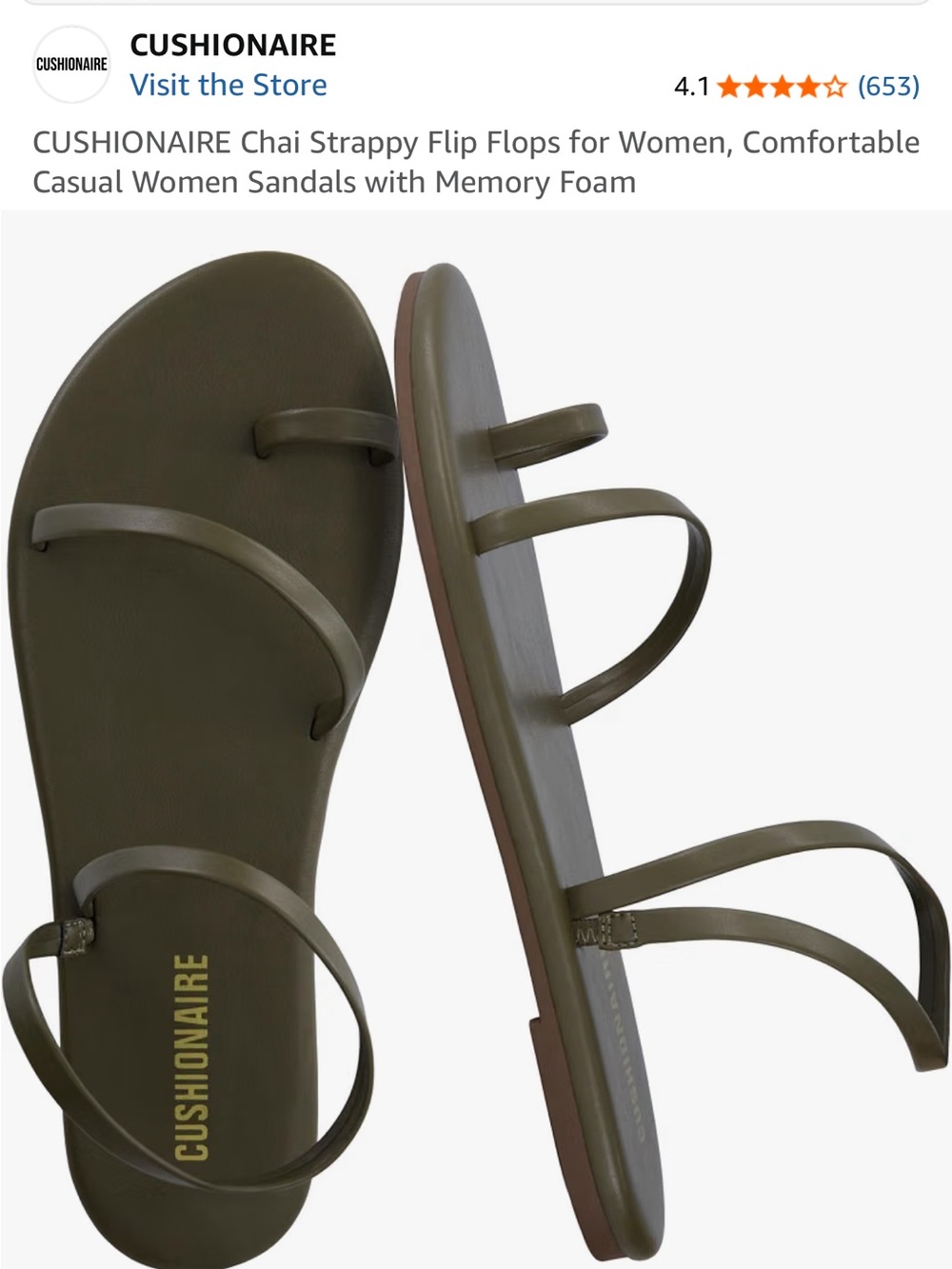 CUSHIONAIRE Olive Strappy Women's Sandals Chai olive green